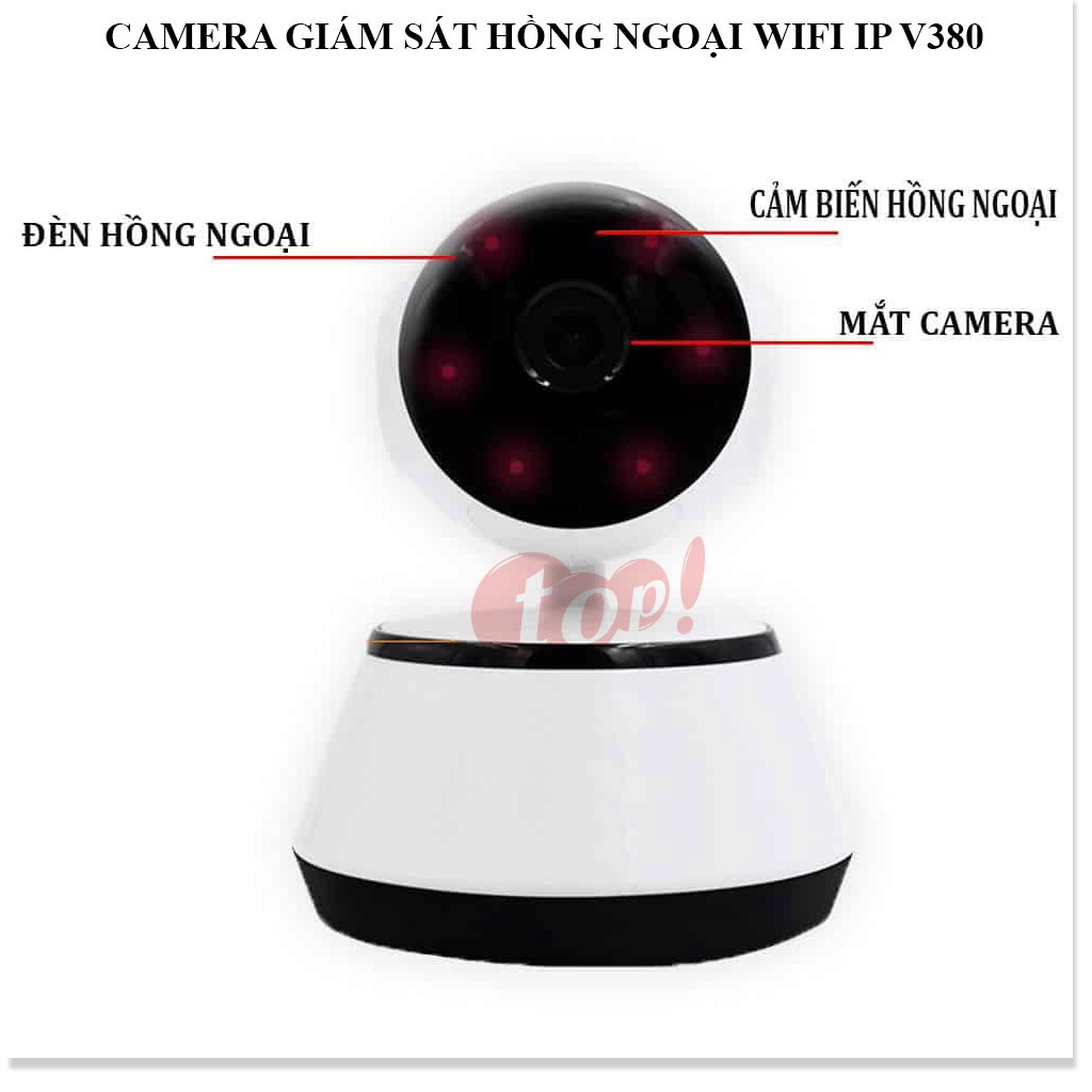 Camera Theo Dõi V380 ✔Chính Hãng✔️ Kết nối không dây qua điện thoại, Đàm thoại 2 chiều, Xoay 360.