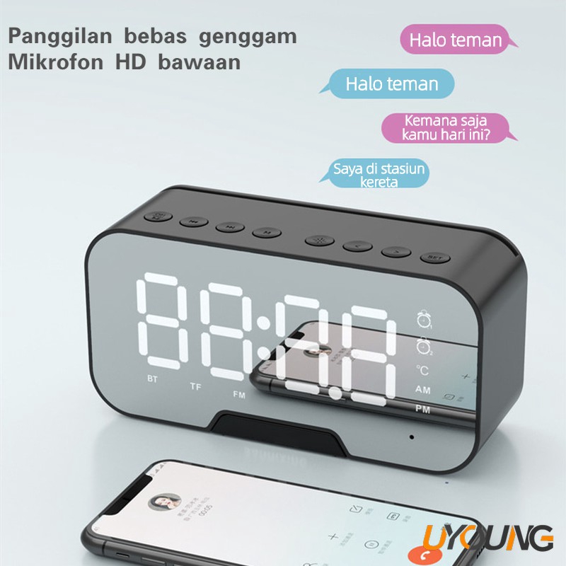 Loa không dây Bluetooth AUX Mini Đồng hồ báo thức di động Loa Bluetooth FM Radio