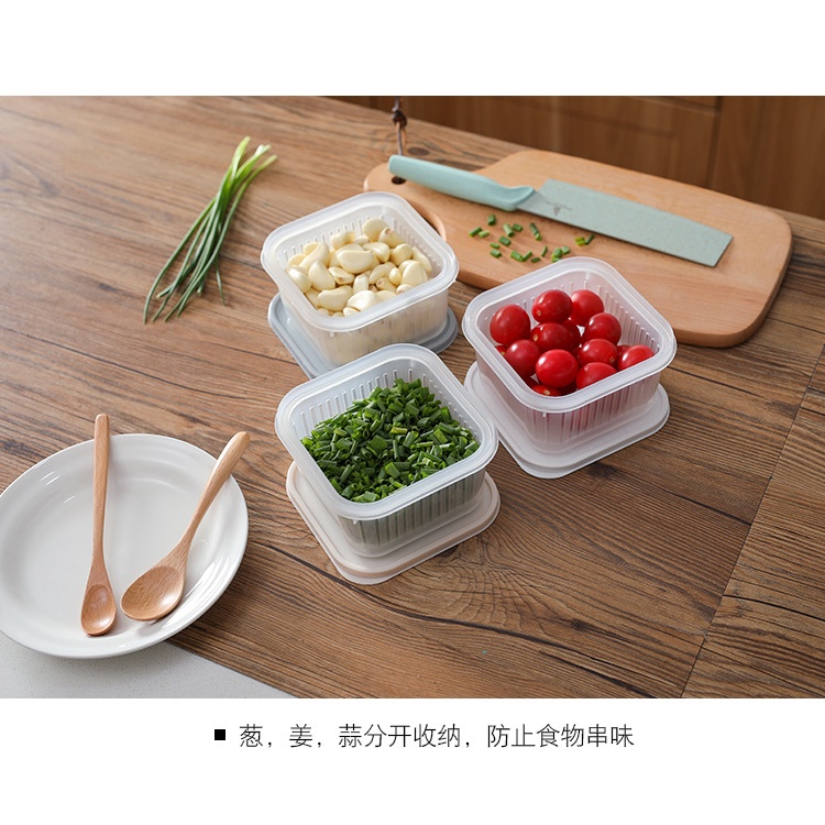 Hộp bảo quản thực phẩm tươi hành lá gừng tỏi ớt trong tủ lạnh tươi lâu #T10-9