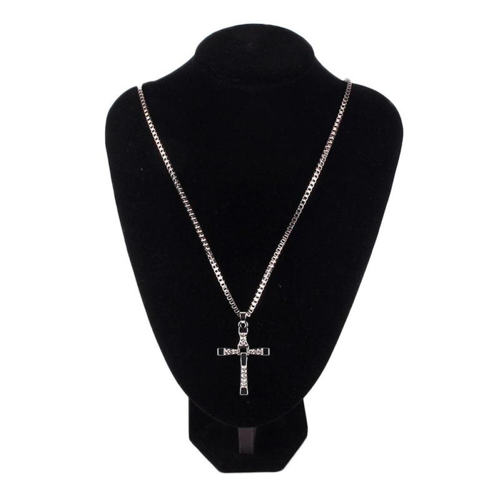 Vòng cổ Mặt Thánh Giá Đính Đá Rhinestone Kiểu Dáng Đơn Giản Thời Trang 24&quot; F9V9