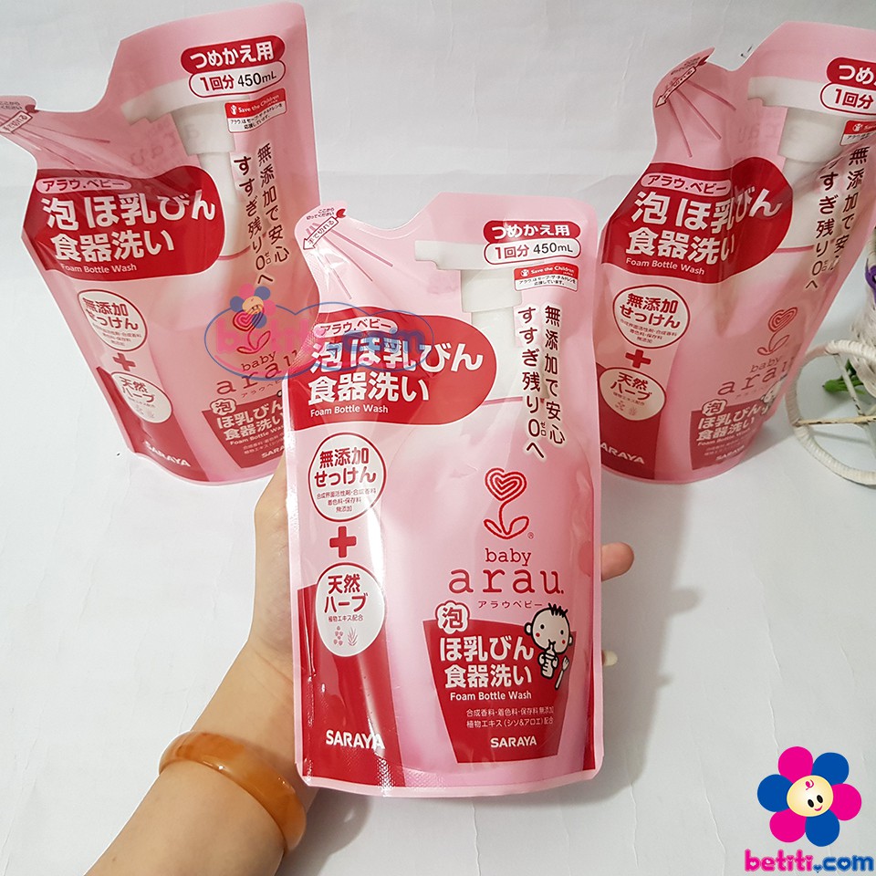 Nước Rửa Bình Sữa Arau Baby Túi 450ml/Chai 500ml (Made In Japan)