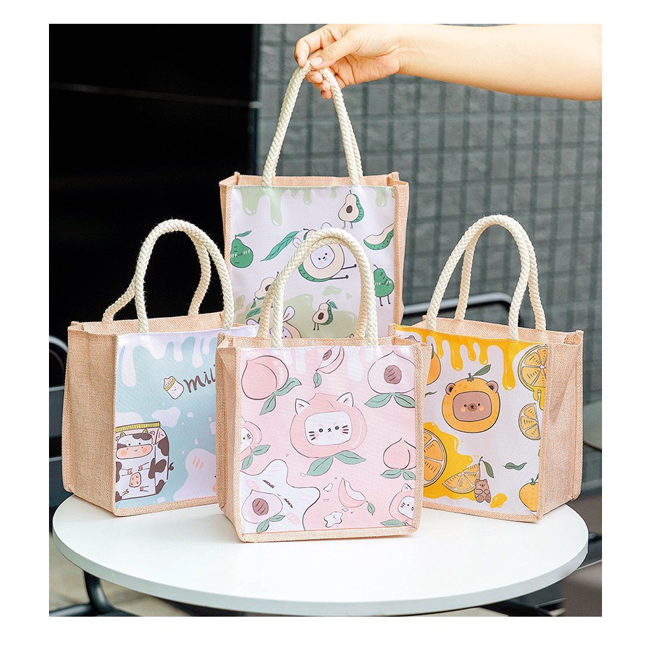 Túi tote cói mini đi biển nữ đẹp đi chơi thời trang dễ thương cute cá tính phong cách Nhật Bản