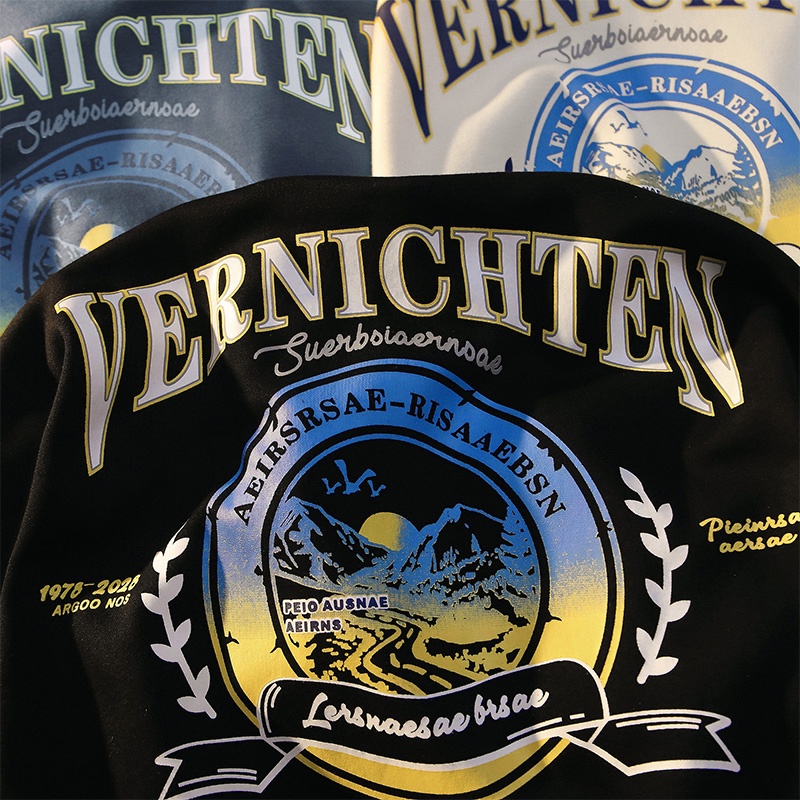 Zhe Li Hang Fei Áo Hoodie Họa Tiết Chữ Theo Phong Cách Retro Mỹ Dễ Phối Đồ