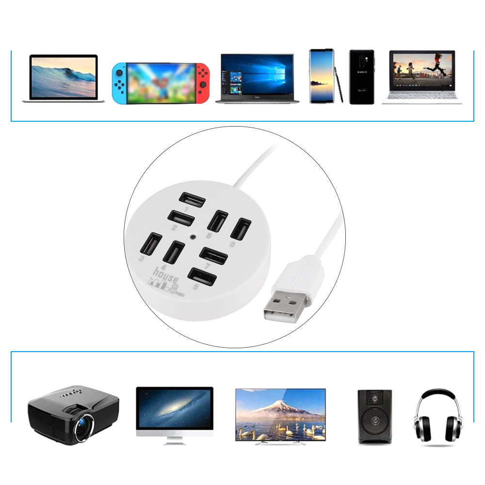 (Hàng Mới Về) Bộ Chia 8 Cổng Usb 2.0 Tốc Độ Cao