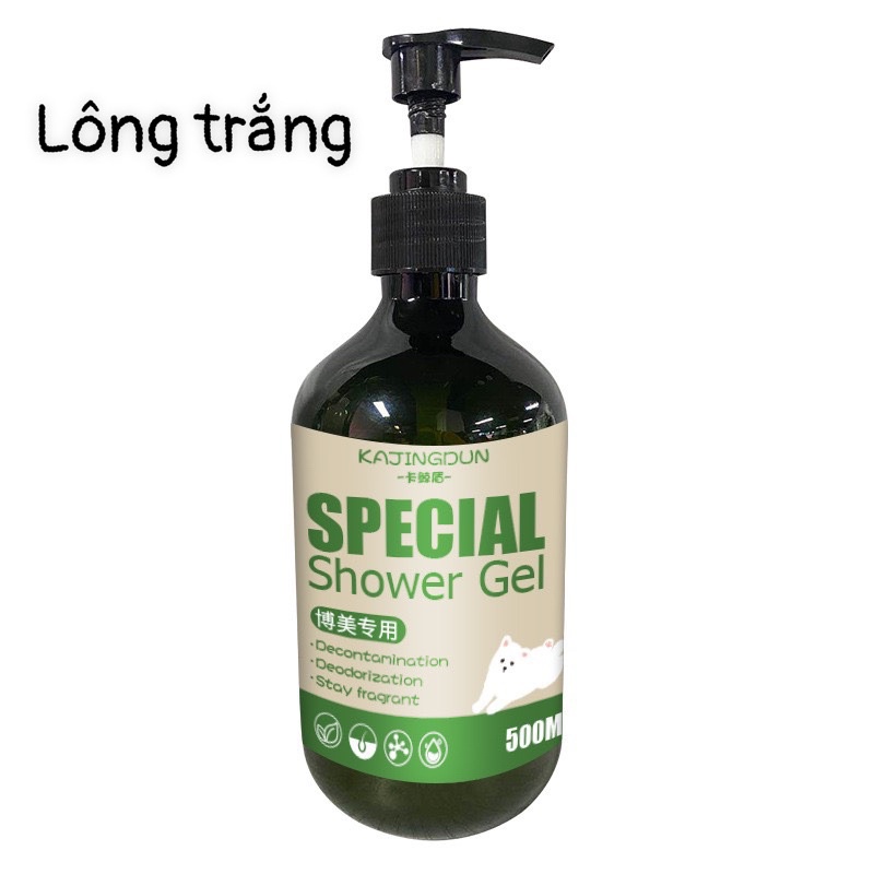 Sữa tắm cho chó mèo chiết xuất lô hội ,dầu dừa KAJINGDUN 500ml dưỡng lông hương thơm lâu cho poodle nâu đỏ, lông trắng