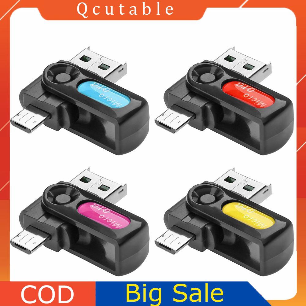 Đầu đọc thẻ nhớ USB 2 trong 1 hỗ trợ thẻ TF SD giao diện Micro USB OTG phổ biến cho điện thoại laptop