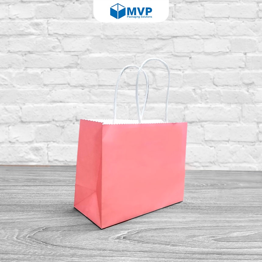 10 cái - Túi giấy kraft nhiều màu, túi giấy kraft màu hồng, túi giấy kraft màu vàng, túi giấy kraft màu đỏ (18x14x8)cm