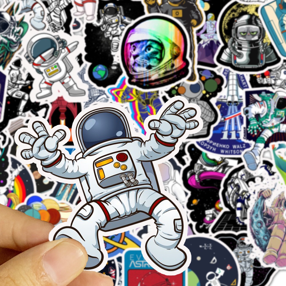 Bộ 50 Sticker Dán Chống Thấm Nước Hình Phi Hành Gia