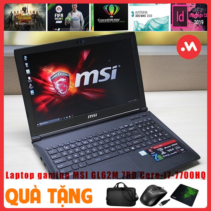 Laptop gaming MSI GL62M 7RD Core-i7-7700HQ,Ram 8G, SSD 128+1TB, GTX 1050, MÀN 15.6 FHD,laptop cũ chơi game và đồ họa