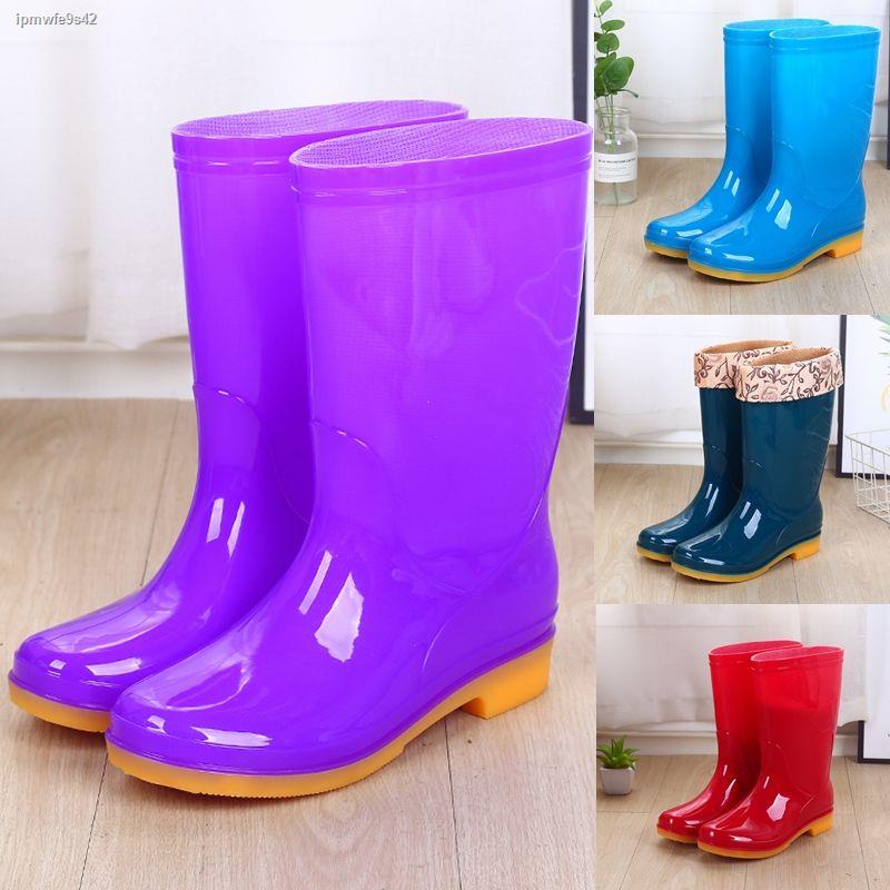Giày đi mưa ống giữa ủng phụ nữ thời trang dành cho người lớn galoshes overshoes chống trượt nhà bếp cộng với nhung ấm á