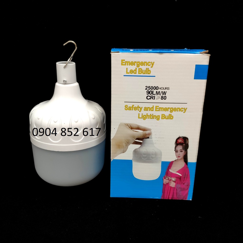 Bóng đèn LED tích điện, sạc điện, 40W, có móc treo, sạc điện 5V