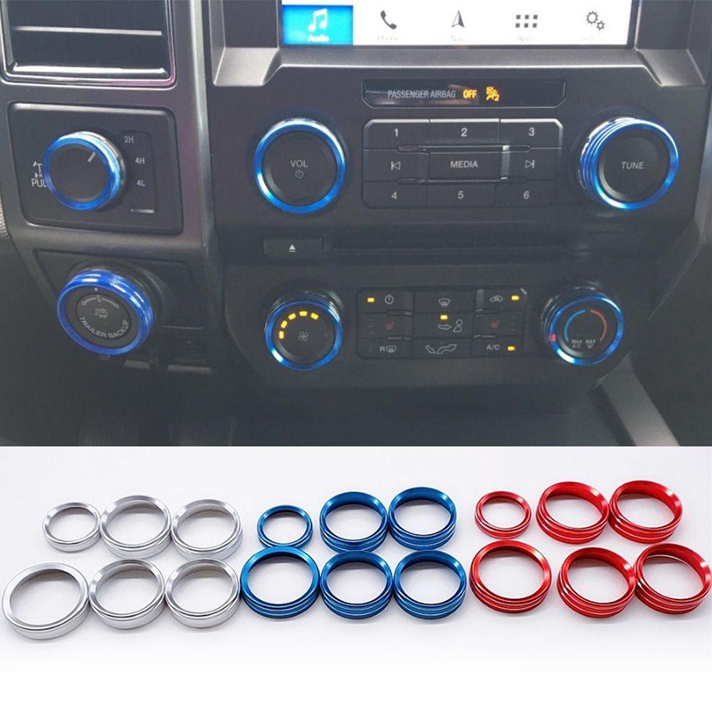 Bộ 6 Vòng Hợp Kim Nhôm Trang Trí Nút Điều Chỉnh Âm Lượng Xe Hơi Ford F150