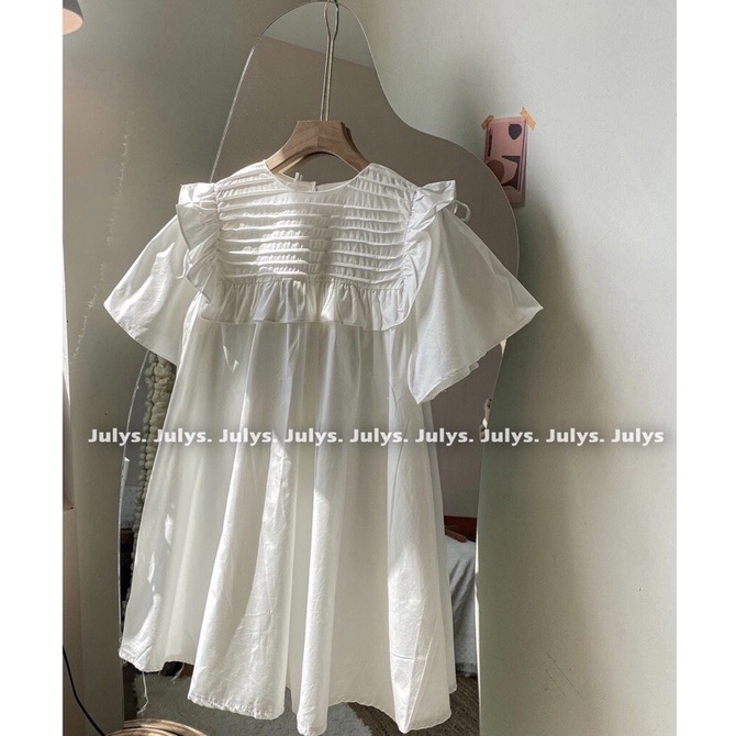Váy babydoll bèo vai xếp ly ngang DÁNG NGẮN form xoè