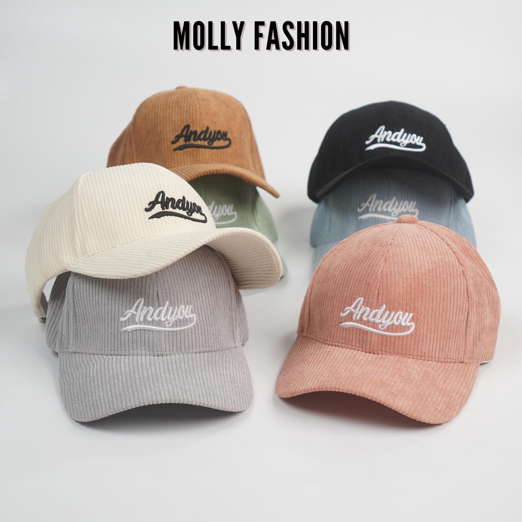Mũ lưỡi trai Unisex  Nón kết Ulzzang thêu chữ ANDYOU nhung tăm cao cấp Molly Fashion – NK12