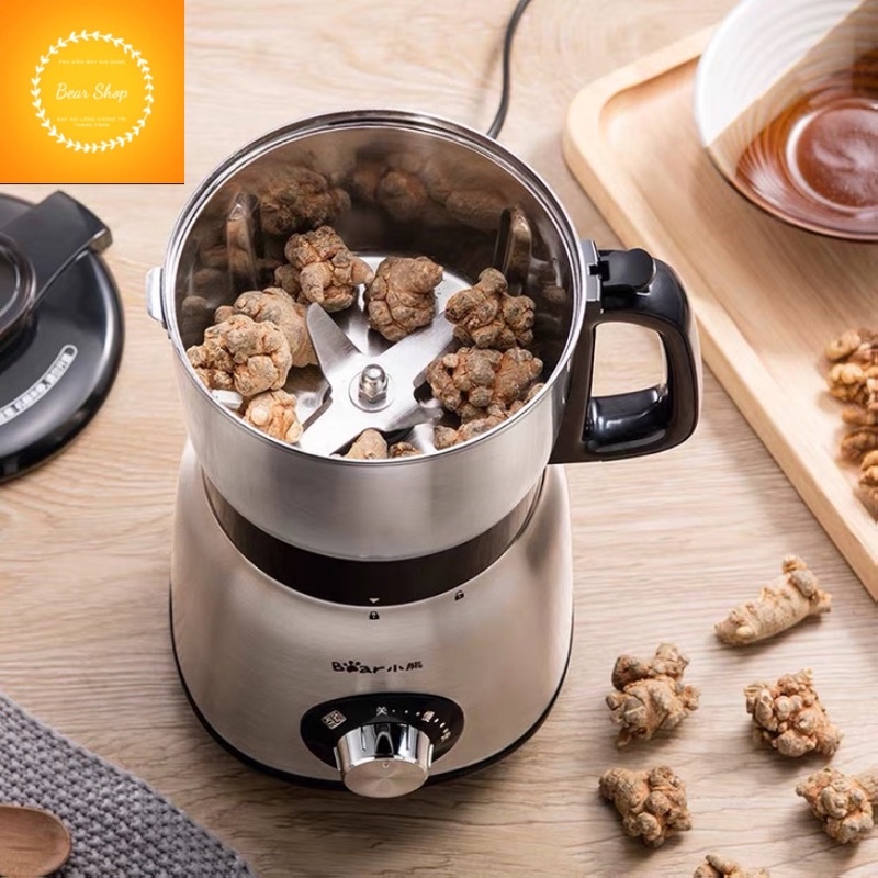 Máy xay hạt khô Bear 100% inox 304 tặng kèm cốc đựng bột và dụng cụ hút chân không