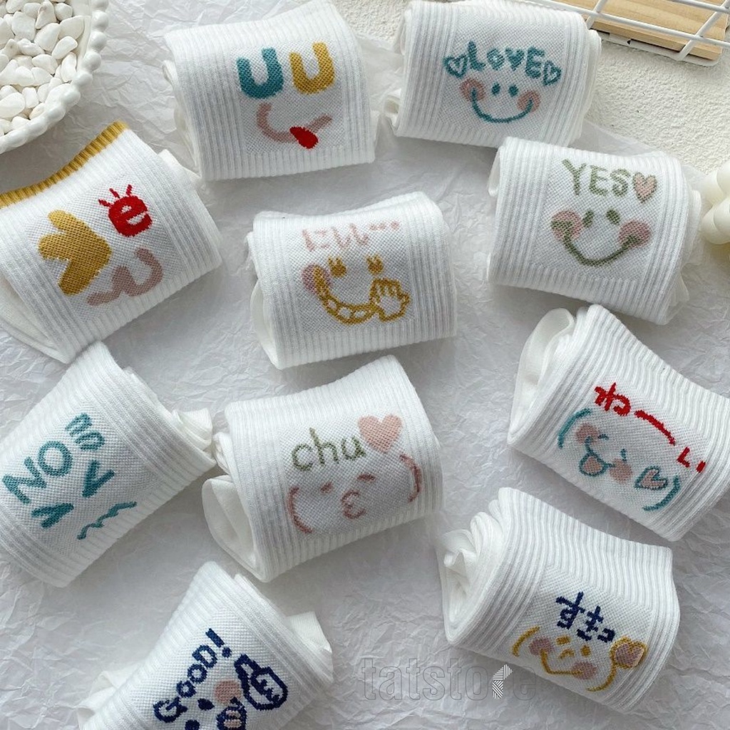 Tất nữ bít tất nữ màu trắng Hàn Quốc siêu cute nhiều biểu cảm tinh nghịch đáng yêu TẤT STORE 8CCF5