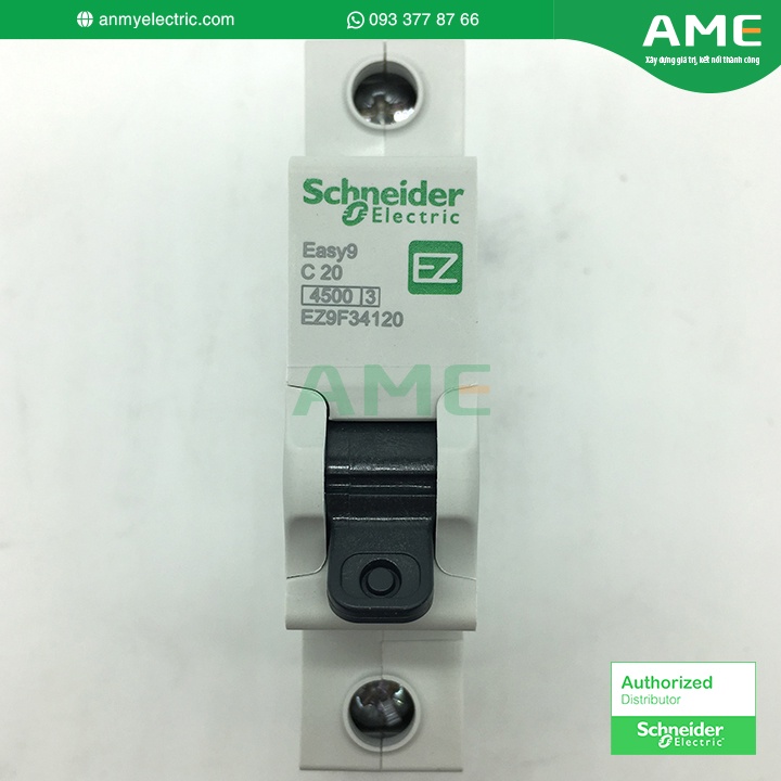 Át tép  MCB 1 pha 20A dòng cắt 4.5kA Easy9 Schneider_EZ9F34120
