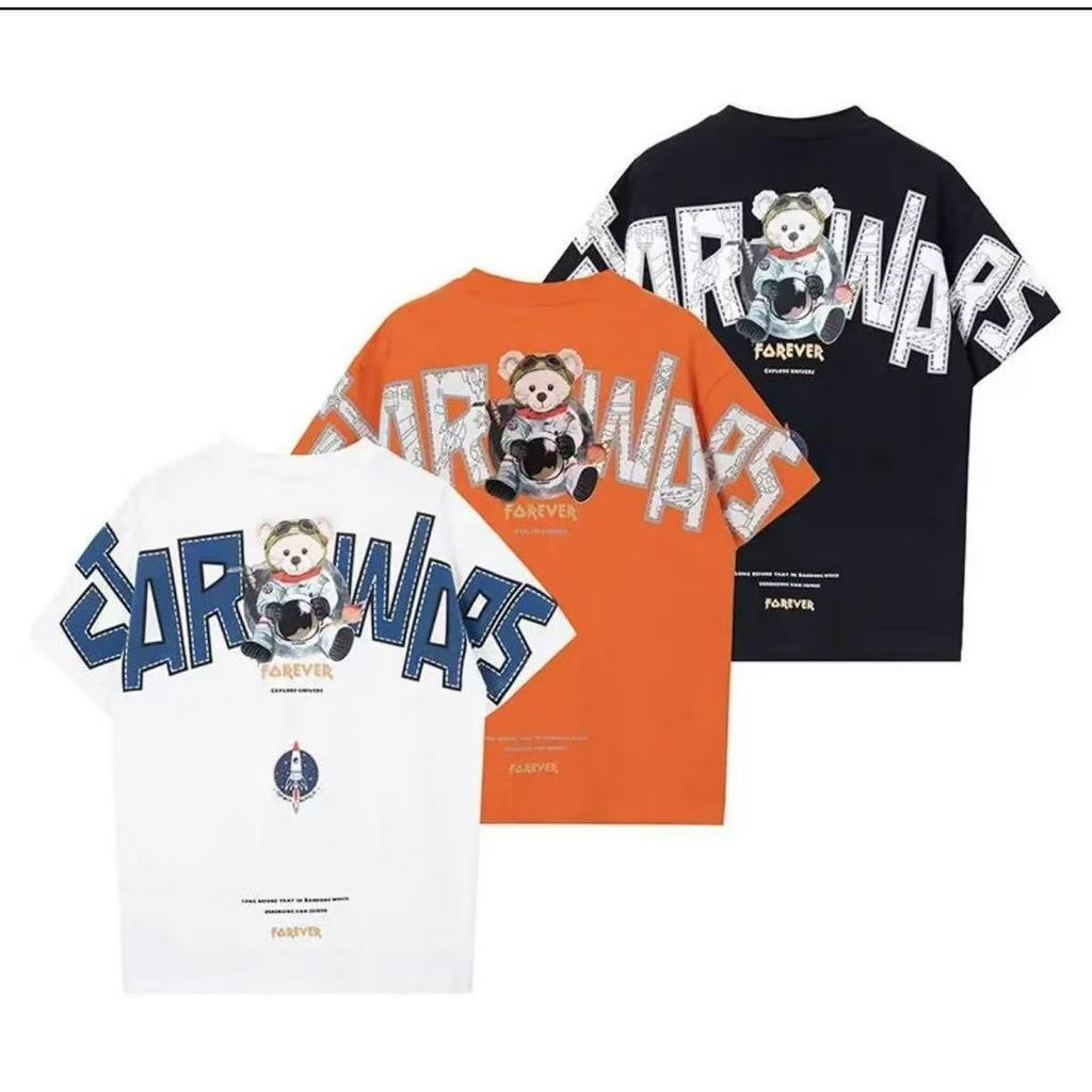 Áo Thun Tay Ngắn Cổ Tròn In Hình Gấu Hoạt Hình Có 2 Màu Size M-5XL Thời Trang Mùa Hè Cho Nam