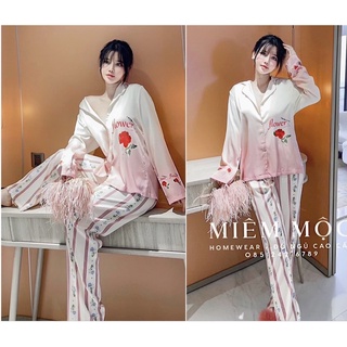 PYJAMA DÀI CÀNH HỒNG CAO CẤP