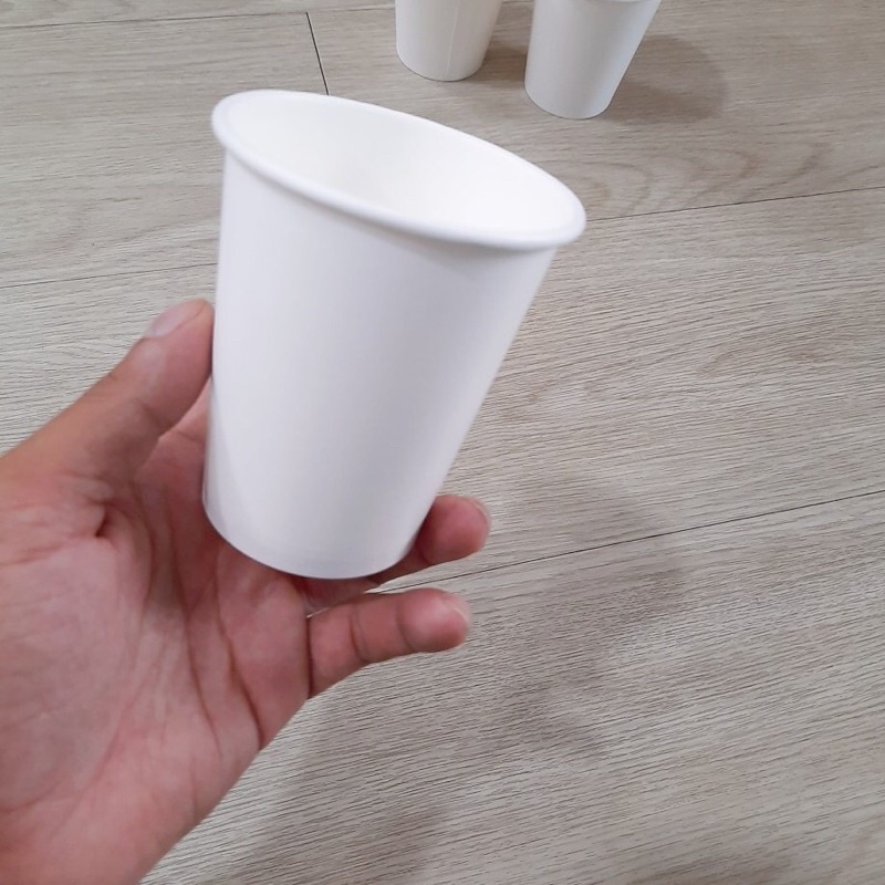 Set 50 cốc giấy ly giấy màu trắng 9Oz~270ml đựng cà phê, đồ ăn uống nóng lạnh (có nắp hoặc không nắp)