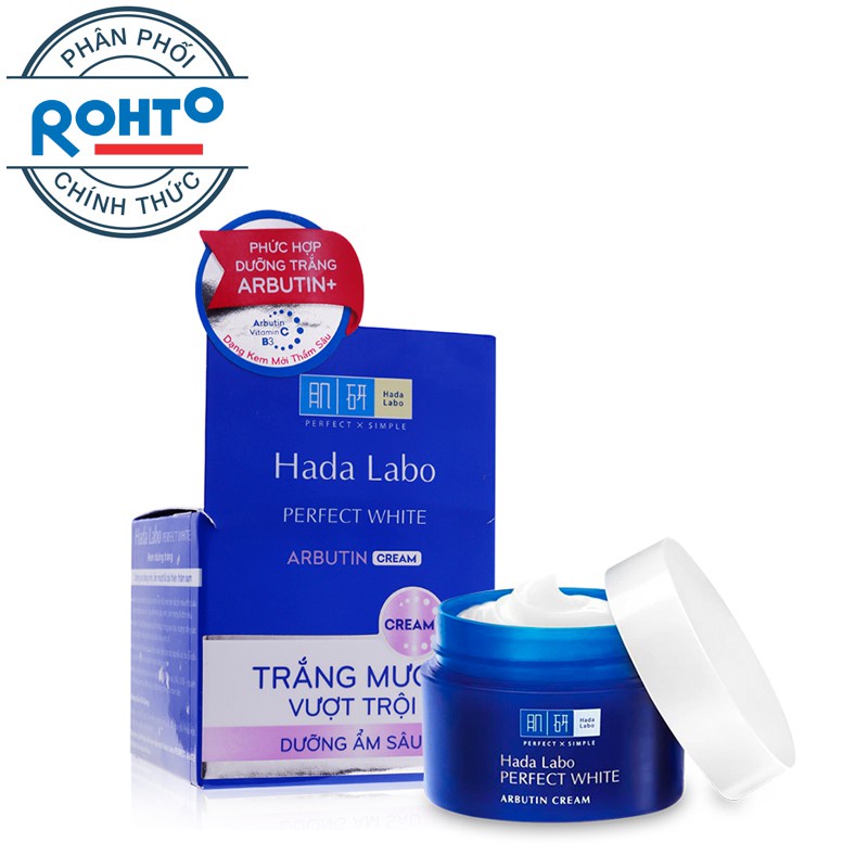 Kem dưỡng trắng mượt vượt trội Hada Labo Perfect White Arbutin Cream 50g