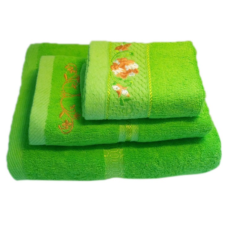 Bộ 3 Khăn tắm- khăn mặt- khăn lau đầu thêu cao cấp hàng VNXK Nhật Hàn