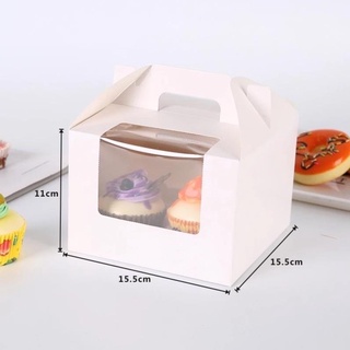 Hộp giấy cupcake trắng có quai xách 4-6 bánh