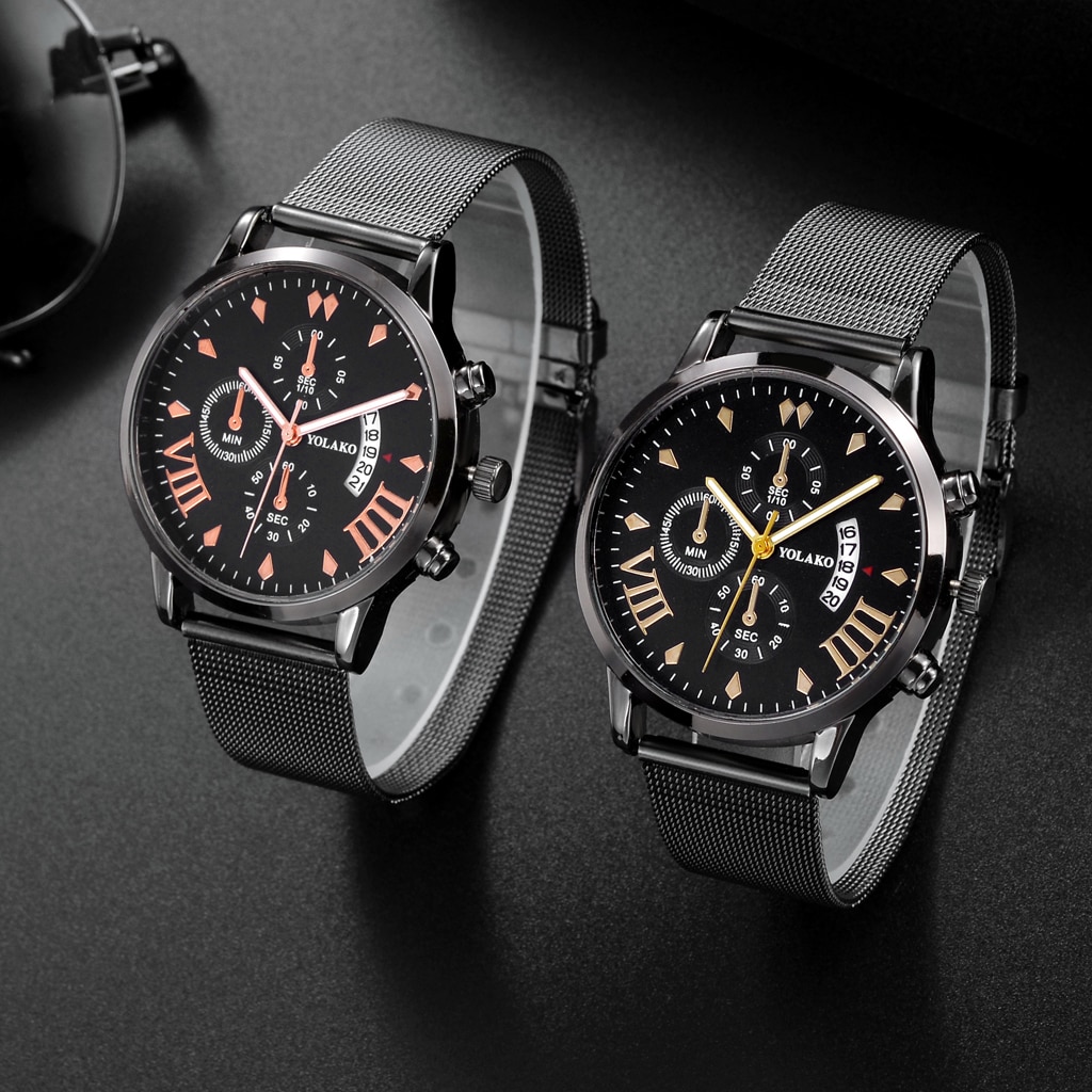 Fashion Men Watches Luxury Quartz Watch Male Casual Slim Mesh Steel Waterproof Sports Watch