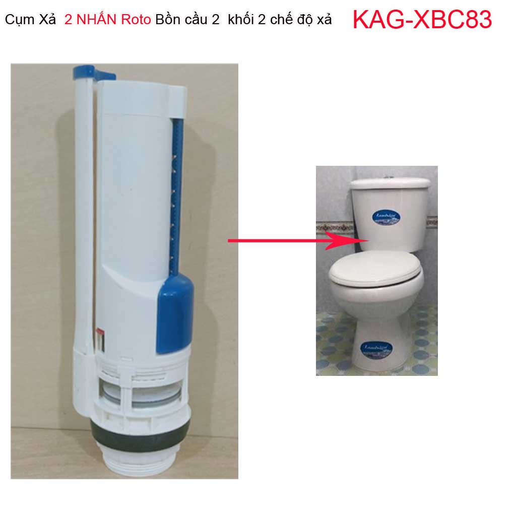 Cụm xả bồn cầu 2 khối Roto KAG-XBC83, cột xả bàn cầu 2 nhấn két rời, xả nước bàn cầu két rời 2 nhấn êm xả tốt