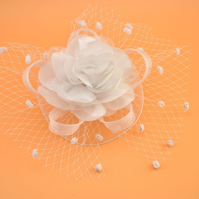 Mũ Lưới Trùm Đầu Kèm Mạng Che Mặt Và Kẹp Tóc Họa Tiết Chấm Bi Cho Nữ