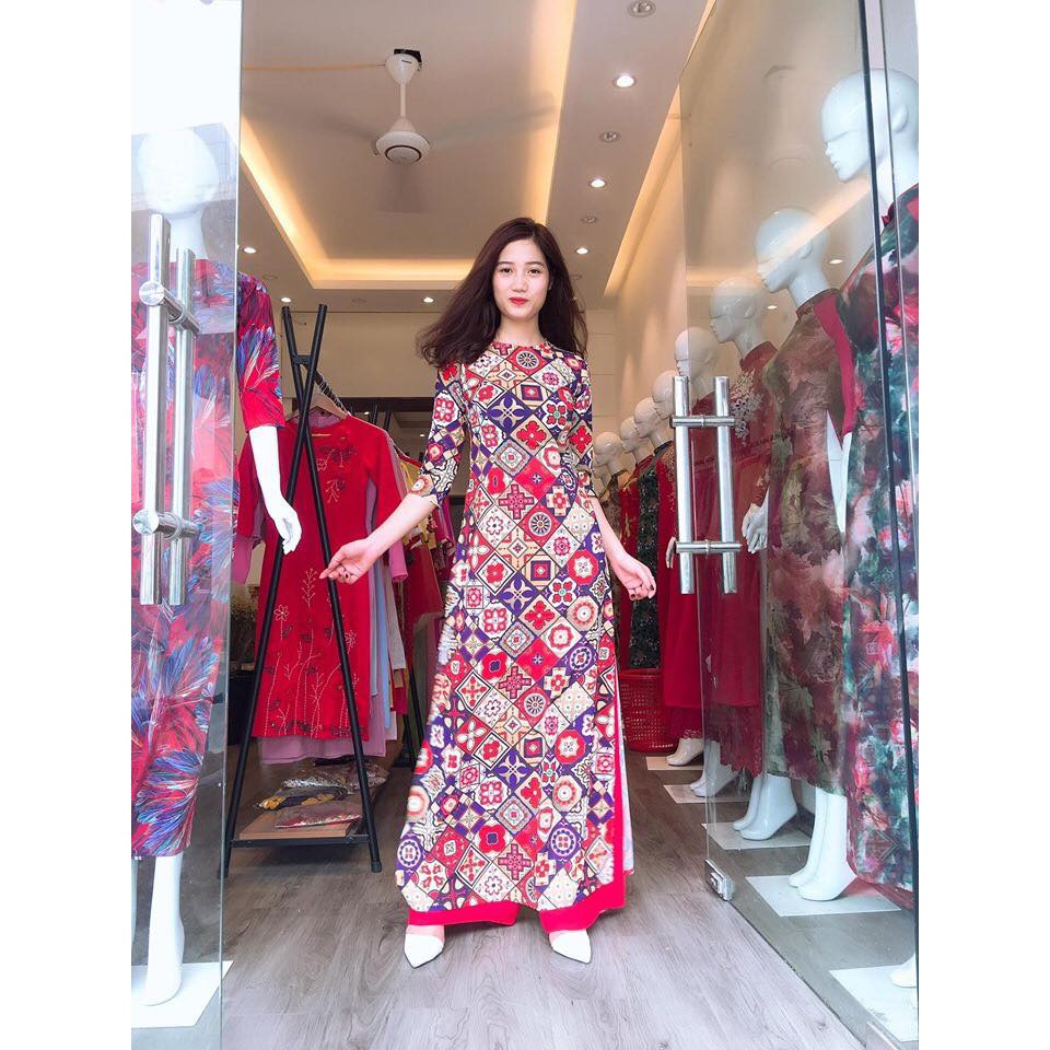 Áo dài cô ba đỏ , áo dài truyền thống | BigBuy360 - bigbuy360.vn