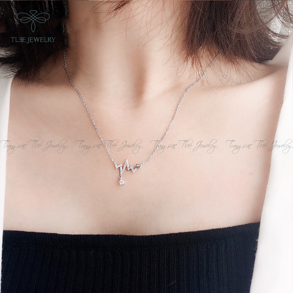 Dây chuyền bạc nữ TLEE nhịp tim nạm đá sang trọng NCJ D0118