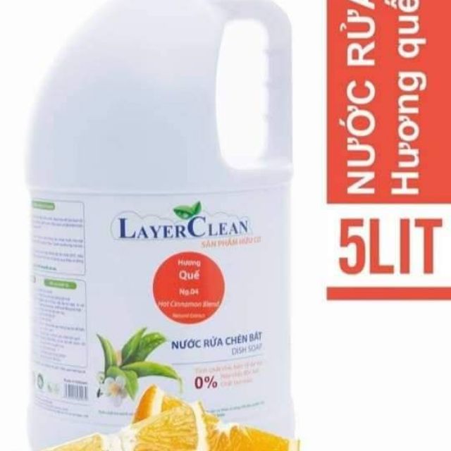 Nước rửa chén bát hữu cơ Layer Clean hương quế 5L