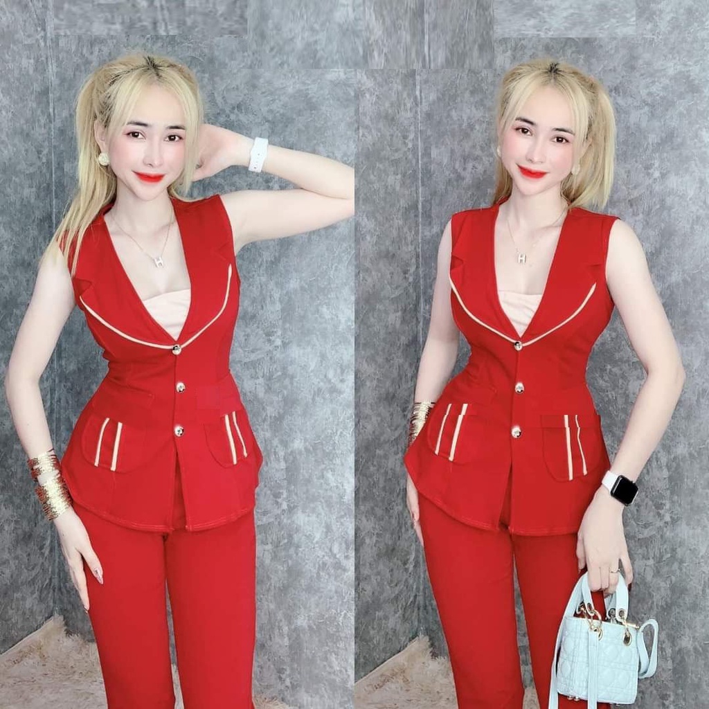 ĐỒ BỘ CÁT HÀN QUẦN DÀI ÁO DẠNG VEST - HT28