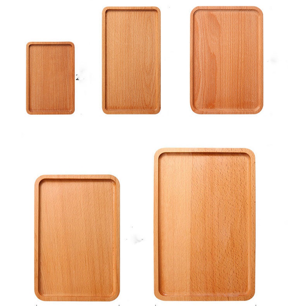 Khay Gỗ Hình Chữ Nhật Có Giá Đỡ Đựng Trái Cây / Thức Ăn Phong Cách Nhật Bản Chất Lượng Cao