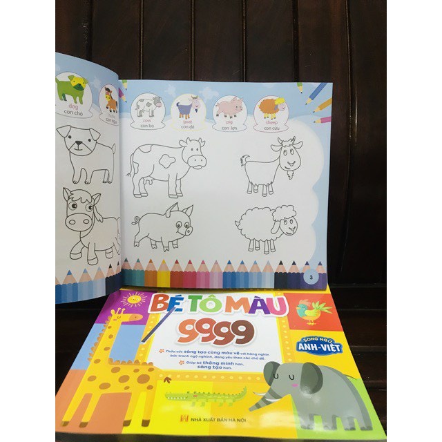 Bé Tô Màu 9999 Song Ngữ dành cho trẻ từ 2 - 6 tuổi, thỏa sức sáng tạo cùng màu vẽ