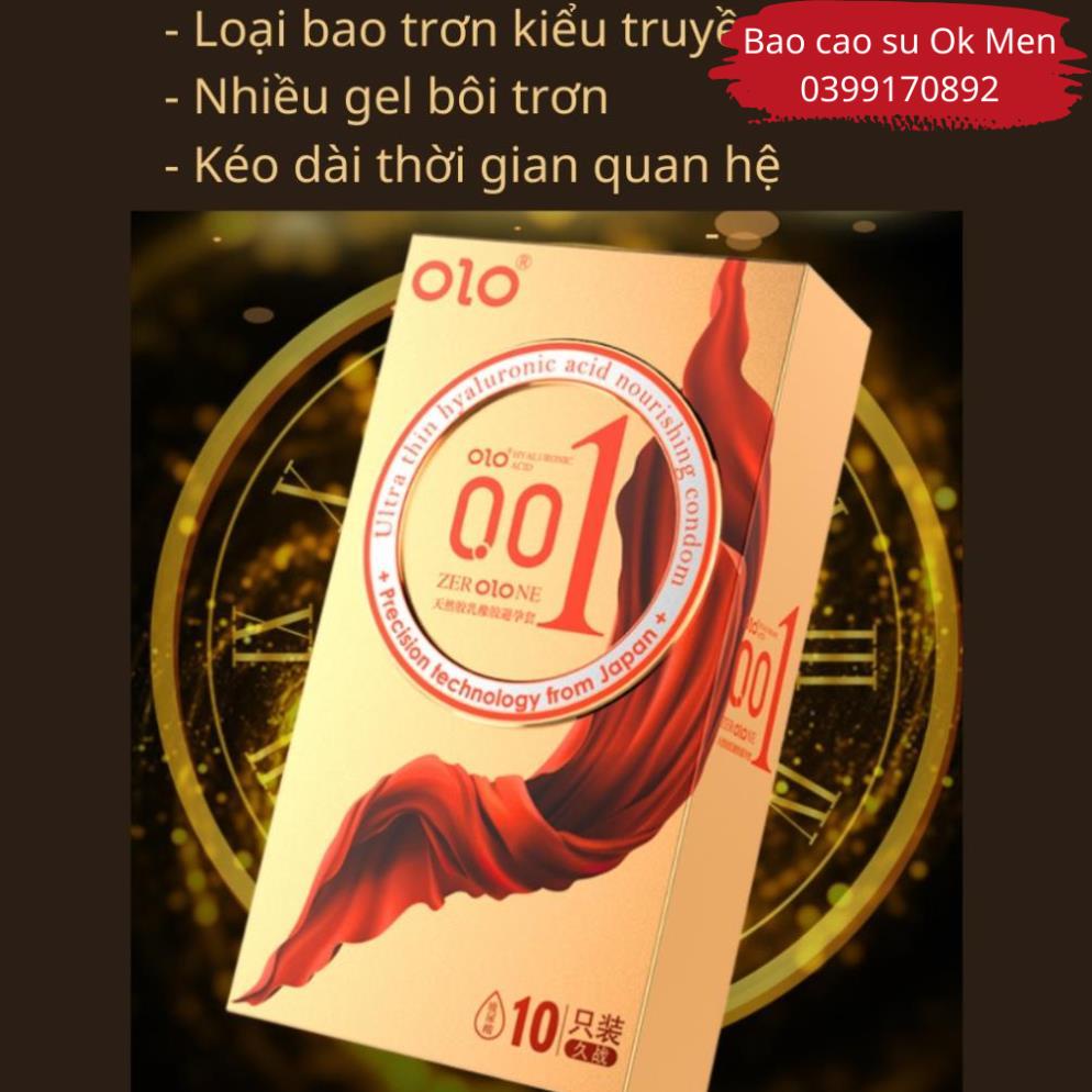 Bao Cao Su OLO 001 Nourishing Vàng, BCS Siêu Mỏng, Kéo Dài Thời Gian, Nhiều Gel, Hộp 10BCS