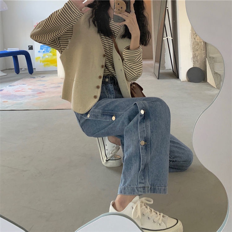 Quần Jean Nữ Ống Rộng Lưng Cao Plus Size