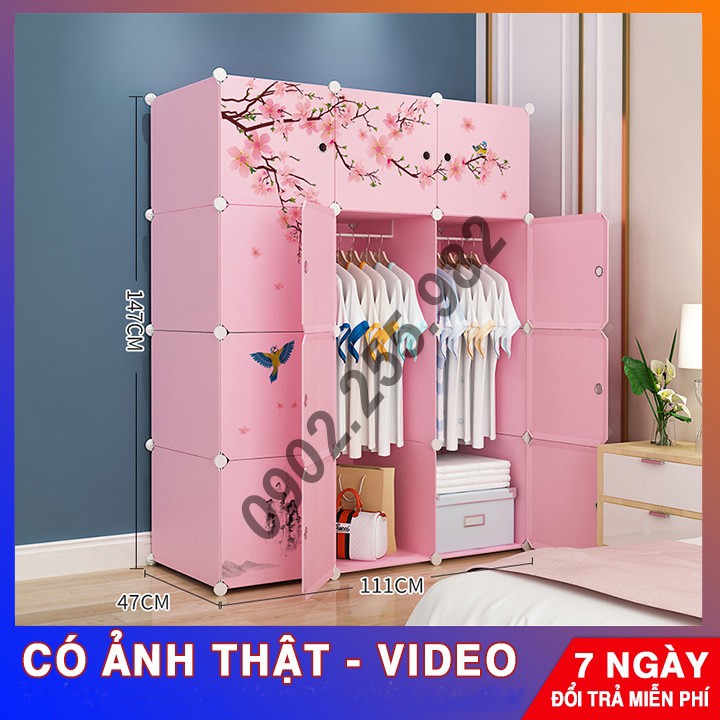 [THANH LÝ GIÁ GỐC] TỦ NHỰA LẮP GHÉP ĐA NĂNG 12 Ô SIZE TO, SÂU 47CM BỘ HỒNG HOA ĐÀO