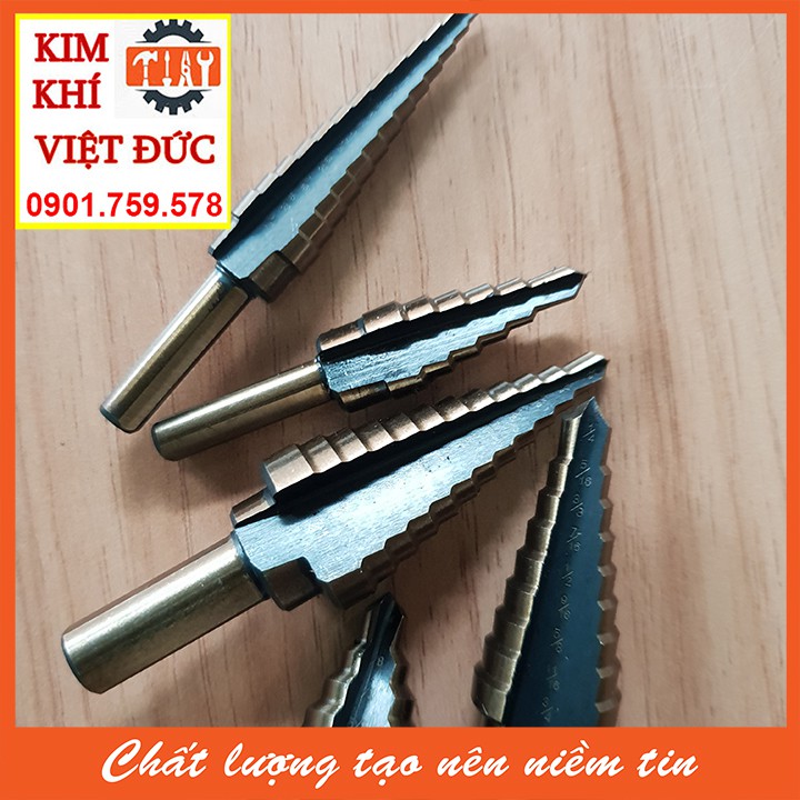 Mũi khoan bước công nghê hệ inch thép HSS cô ban hộp nhôm Bộ 5