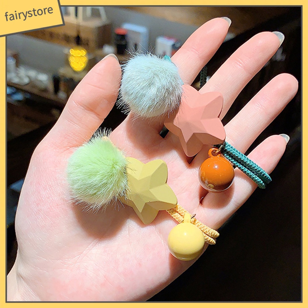 Dây Buộc Tóc Phối Quả Cầu Lông Xinh Xắn Cho Nữ