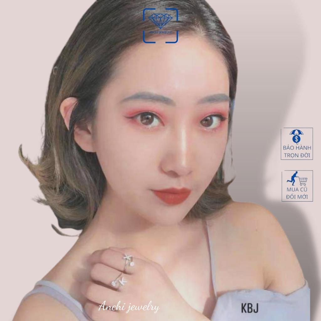 Nhẫn chữ cái đính đá dáng hở, chuẩn bạc ta sáng đẹp, Anchi jewelry