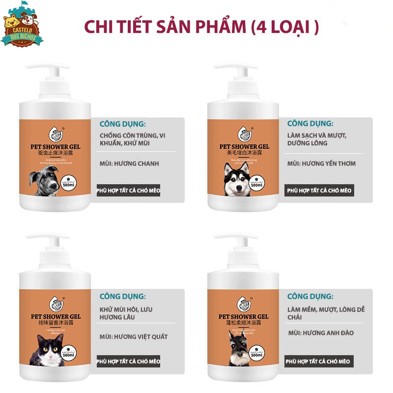 SỮA TẮM CHO MÈO CAO CẤP HƯƠNG VIỆT QUẤT - HAIRBALL STARREN 500ML