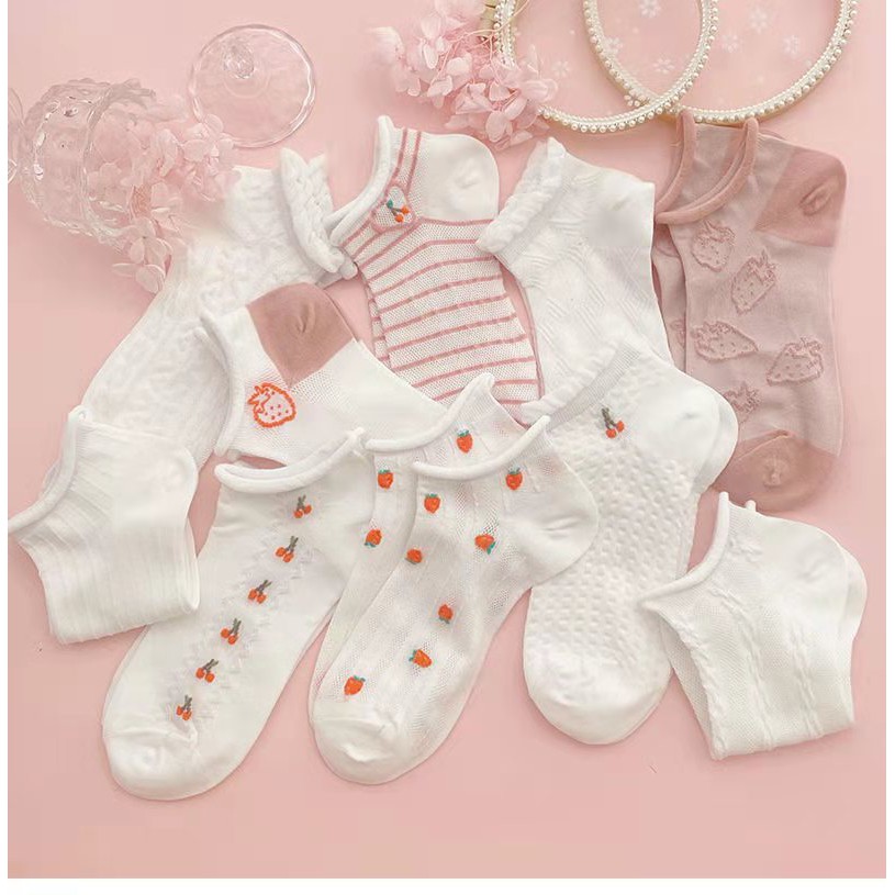 Vớ lolita cổ thấp phong cách Hàn Quốc dễ thương hàng chất đẹp