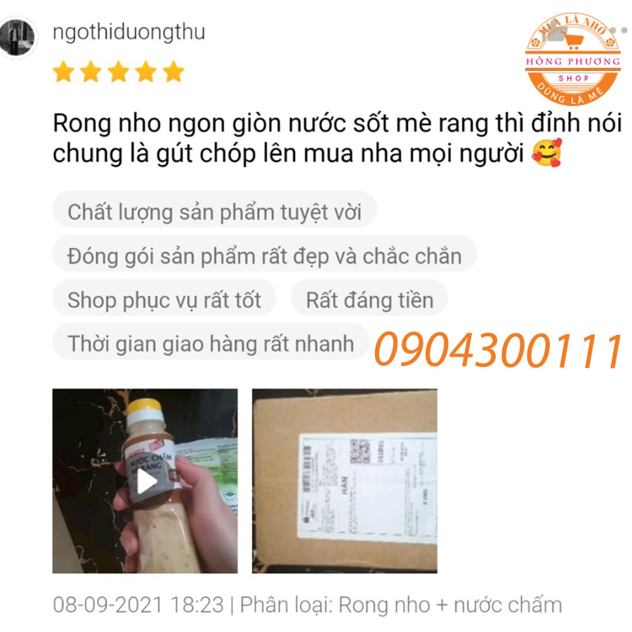 Rong nho tách nước Green Food gói 100gr - Ngâm nở 250gr