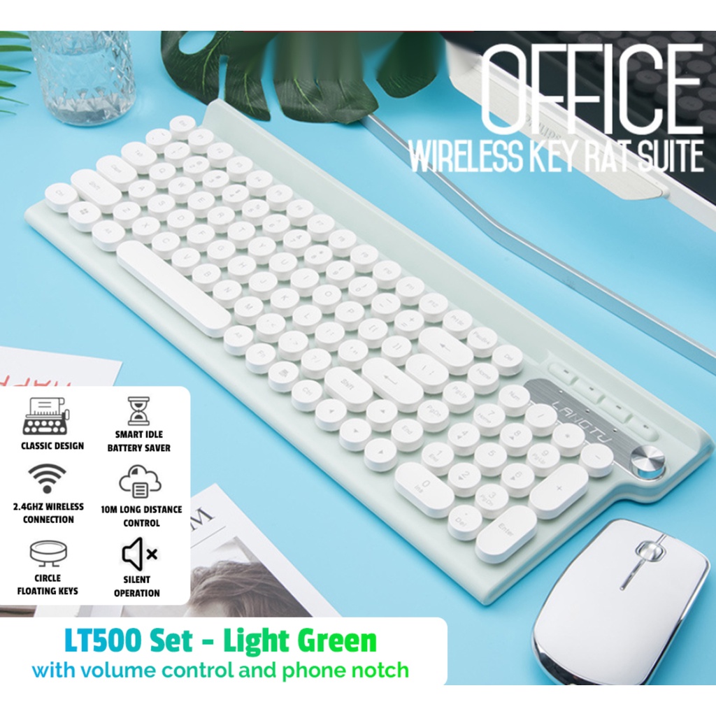 Bộ Bàn Phím Cơ Và Chuột Không Dây Langtu Lt500 Màu Trắng / Đen Cho Laptop / Pc