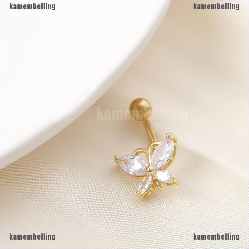 Khuyên Rốn Hình Bướm Đính Đá Bằng Thép Không Gỉ Thời Trang #8185720733