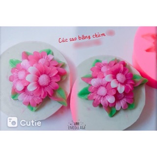 Khuôn Silicon Hoa Cúc sao băng chùm hoa có lá có lá 5cm (Khuôn rau câu, Khuôn trung thu hiện đại)