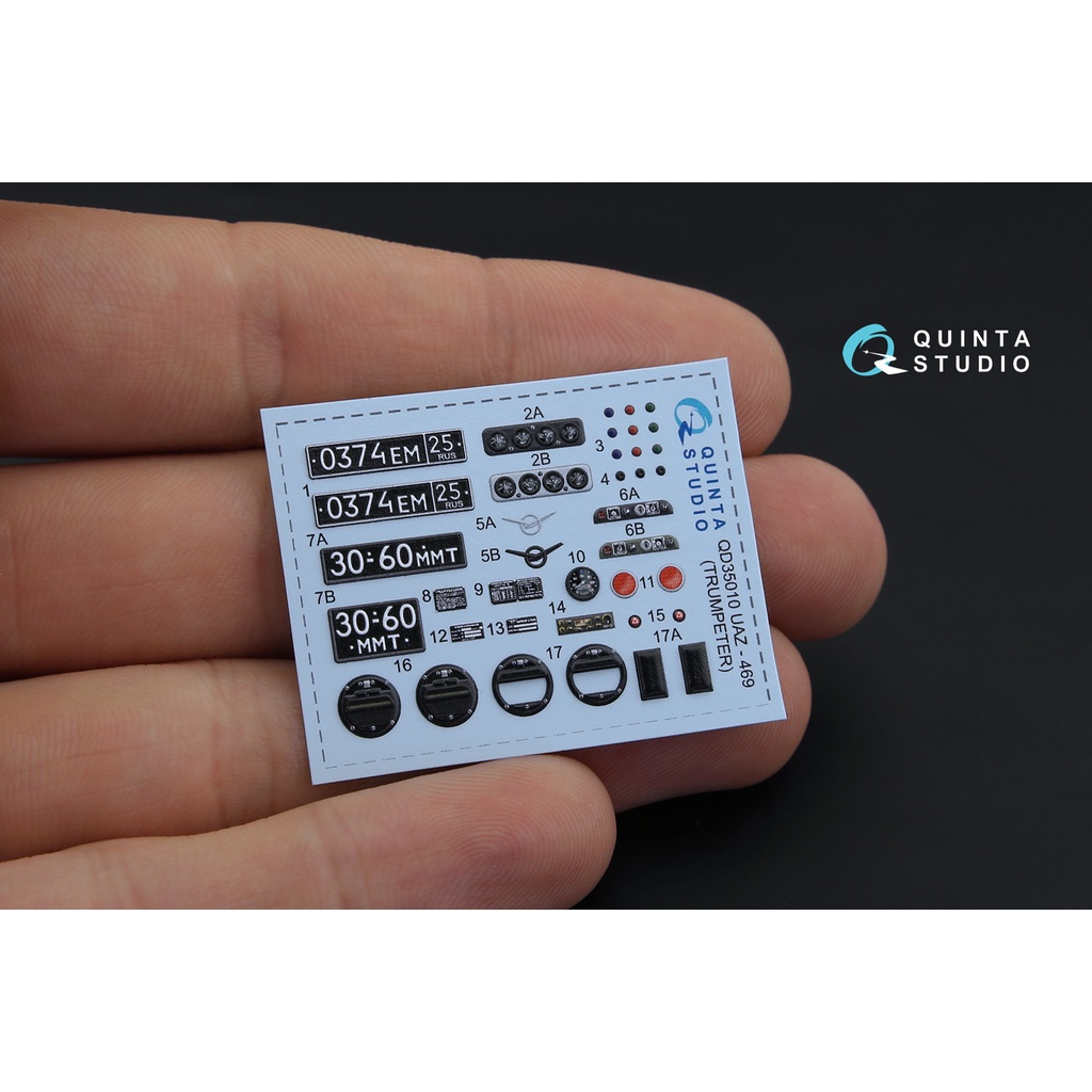 Decal 3D | Nội thất  cabin xe ô tô UAZ-469 tỷ lệ 1/48 | Quinta Studio