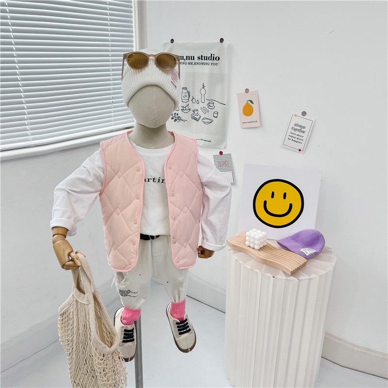 Áo ghi lê cho bé, áo ghile phao lót nỉ trần trám nhiều màu cho bé trai bé gái Xu Xu Kids size từ 8kg đến 20kg